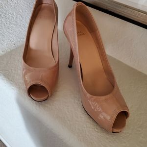 Stuart Weitzman Peep Toe Patent Leather Pumps